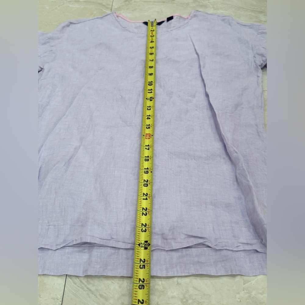 Lands' End Women's Short Sleeve 100% Linen Top Casual Blouse Purple Small - Picture 8 of 10